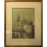 FRAMED WATERCOLOUR OF SWEDISH CASTLE BY JOHN PENOYRE