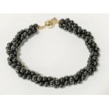 9CT GOLD HEMATITE GEMSTONE BRACELET