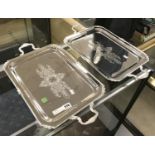 PAIR SILVER PLATE TRAYS