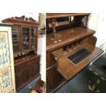 EDWARDIAN SECRETAIRE DISPLAY CABINET