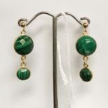 9CT GOLD MALACHITE EARRINGS