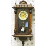 A Vienna regulator style wall clock with walnut case 65cm