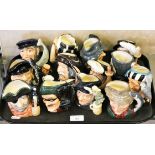 A collection of sixteen Royal Doulton character jugs, to include D6619 The Smuggler, D6535 Dick