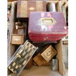 An inlaid mahogany jewellery box together with various other cigarette and tobacco boxes,