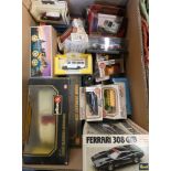 Boxed and unboxed modern die cast models including Lledo, Burago and Maisto, boxed Revell car kit