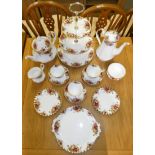 Royal Albert Old Country Roses tea ware, comprising of a three tier cake stand, tea and coffee