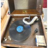 A Masters Voice wind up gramophone