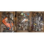 A collection of hand tools together with clamps, adjustable spanners, planes and other items (3)