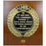 A limited edition brass and black enamel LNER plaque commemorating the Mallard World Speed Record,