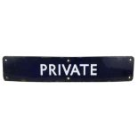 A British Rail (E) enamel doorplate 'Private', 9 x 45cm.