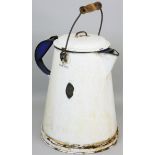 A B. R. (NE) white enamel lidded jug, with swing handle, height with handle raised 43cm (base