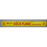 A vintage enamel single sided wall mounted sign for Wills's Gold Flake Cigarettes, 15.5 x 152cm.