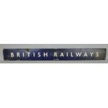 A British Rail (E) enamel sign 'British Railways', 128 x 14cm.