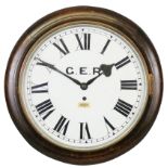 A Great Eastern Railway 12" dial mahogany cased railway clock, the white enamel dial with applied