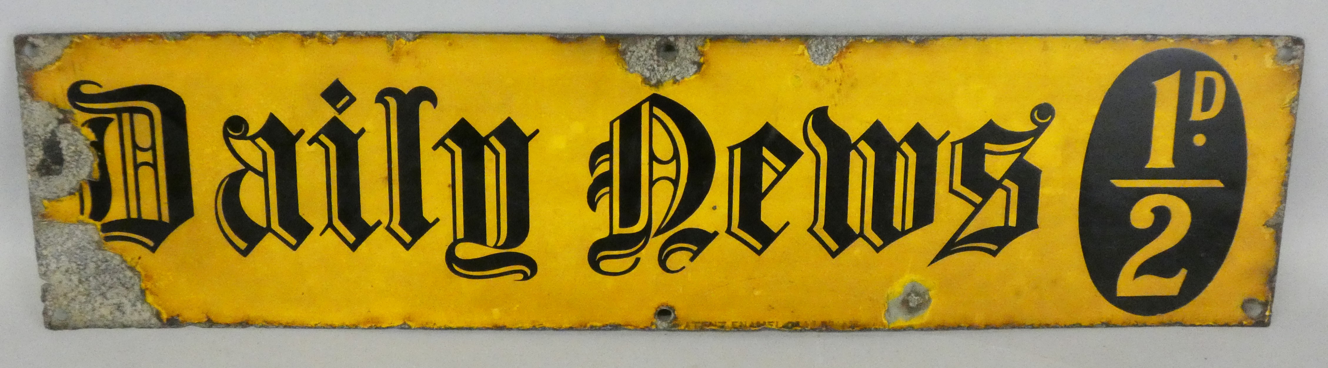 A vintage rectangular single sided enamel wall mounted sign for Daily News, 12 x 49.5cm.