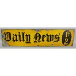 A vintage rectangular single sided enamel wall mounted sign for Daily News, 12 x 49.5cm.