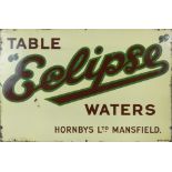 A vintage enamel single sided wall mounted sign for Table "Eclipse" water, 76 x 51cm.
