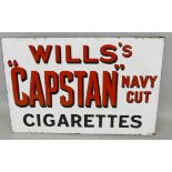 A vintage rectangular double sided enamel wall mounted sign for Will's Capstan Navy Cut