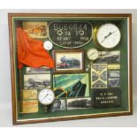 An assortment of cased locomotive ephemera to include wagon plate 'B886844 ... Derby 1959 Lot No.