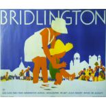 A reproduction framed National Railway Museum poster of Bridlington, "New guide free from