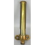 A brass locomotive whistle (hooter), complete with pipe mounting flange, length 39cm.