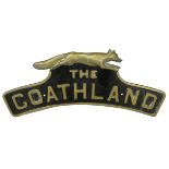 A reproduction locomotive brass nameplate "The Goathland" with right facing fox. A LNER D49 Class 4-