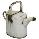 A white enamel LNER distressed teapot, height 25cm.