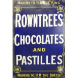 An enamel single sided advertising sign for Rowntrees Chocolates and Pastilles, 76.5 x 51cm.