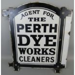 A vintage enamel double sided hanging sign for Perth Dye Works, 55 x 50.5cm.
