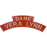 A reproduction alloy head board 'Dame Vera Lynn', 130 x 30 cm.