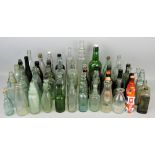 Three boxes of vintage glass bottles, including W. Peacock, Scarborough, J. H. Rymer, Hull and J.