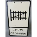 A reproduction aluminium motoring road sign 'Level Crossing', 53 x 30cm.