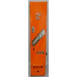 A rectangular 'Woodbines' vending machine, in orange with chrome wording, height 72cm.