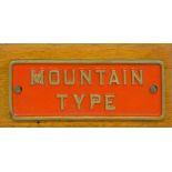 A brass plaque 'Mountain Type', mounted on oak, from a South African Class GEA 4-8-2+2-8-4