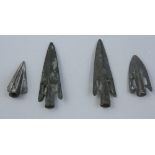 A Roman tri-blade arrow head, together with three Roman Swallow tail arrow heads (4).