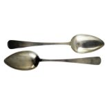 A George III pair of Scottish Provincial Old English pattern table spoons, by Alexander Campbell,