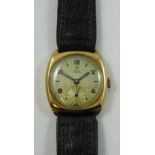 Tudor, a 9ct gold manual wind gentleman's wristwatch, Birmingham 1948, the silvered dial with