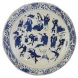 A Chinese blue and white plate, Kangxi (1662-1722) mark and probably period, decorated with