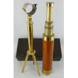 A George IV brass and wood table top telescope, by G & C Dixey, Opticians to the King, 3 New Bond