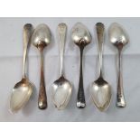 A George III silver Provincial set of six Old English pattern teaspoons, by John Langlands,