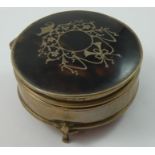 A silver and tortoiseshell trinket box, Birmingham 1911, the hinged cover with pique decoration,