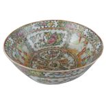 A 19th century Cantonese famille rose bowl, decorated with detailed hand painted vignettes of