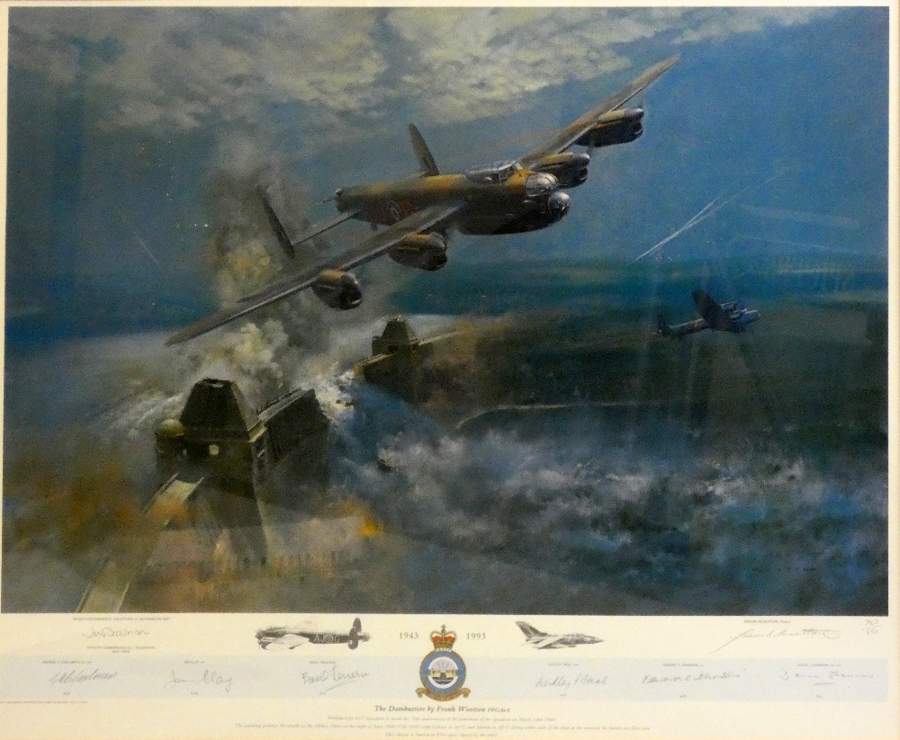 The Dambusters by Frank Wootton, framed limited edition print No. 809/850, signed by Norman