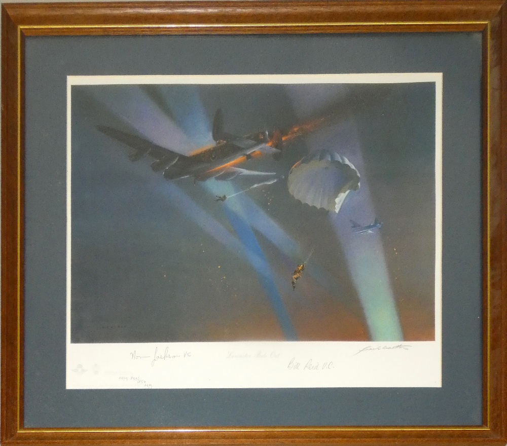 Lancaster Bale Out by Frank Wootton framed limited edition print, No. 809/850, signed by Norman - Image 3 of 7