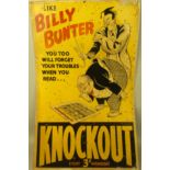A tinplate Billy Bunter Knockout Comic advertising sign, circa 1950's/60's, 74 x 50cm.