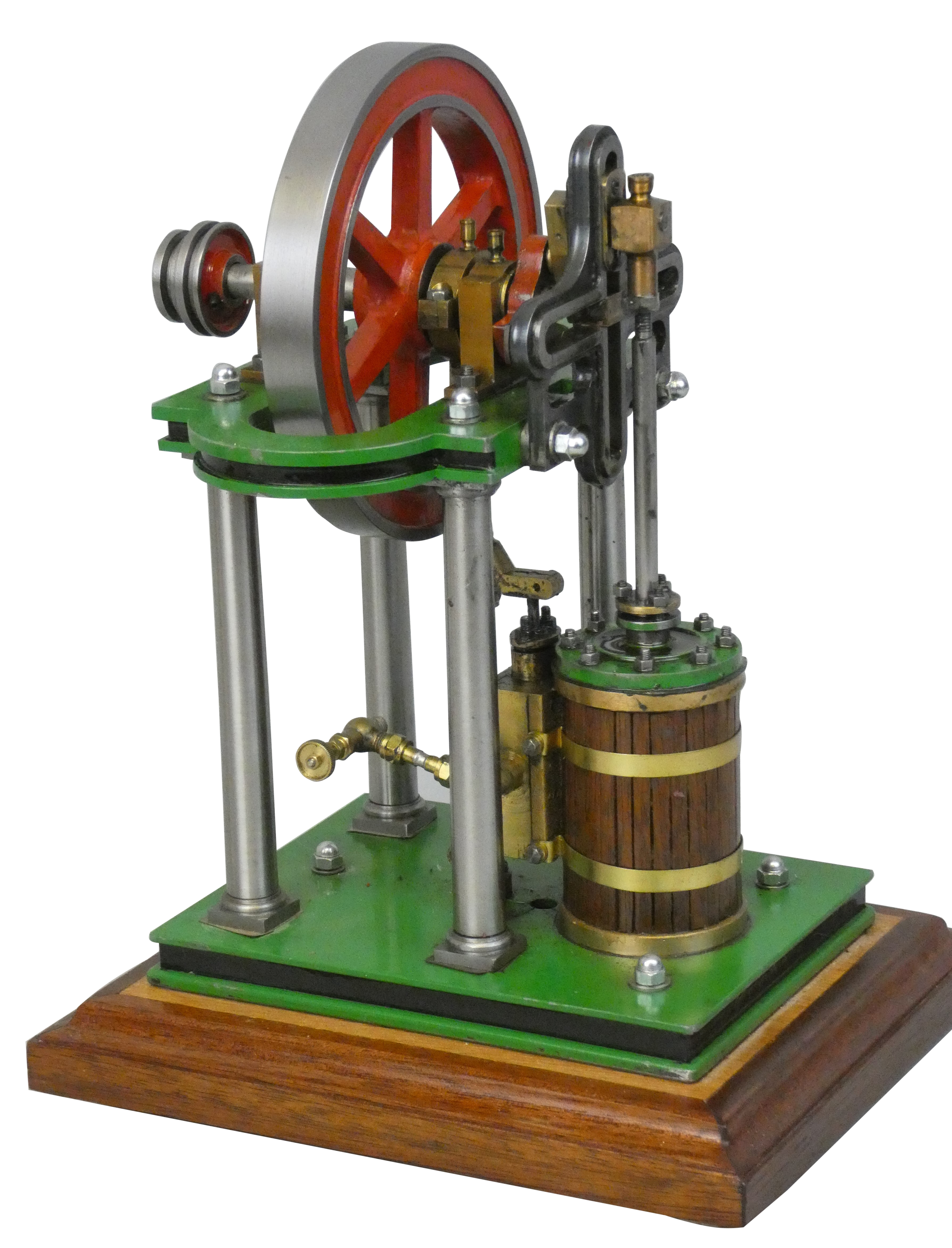 A scratchbuilt "Poly Engineering" air driven single wood clad cylinder steel and brass model cross - Image 2 of 2