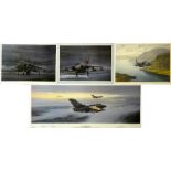 Four limited edition signed and framed aviation prints of modern jet aircraft - "The Calm Before the
