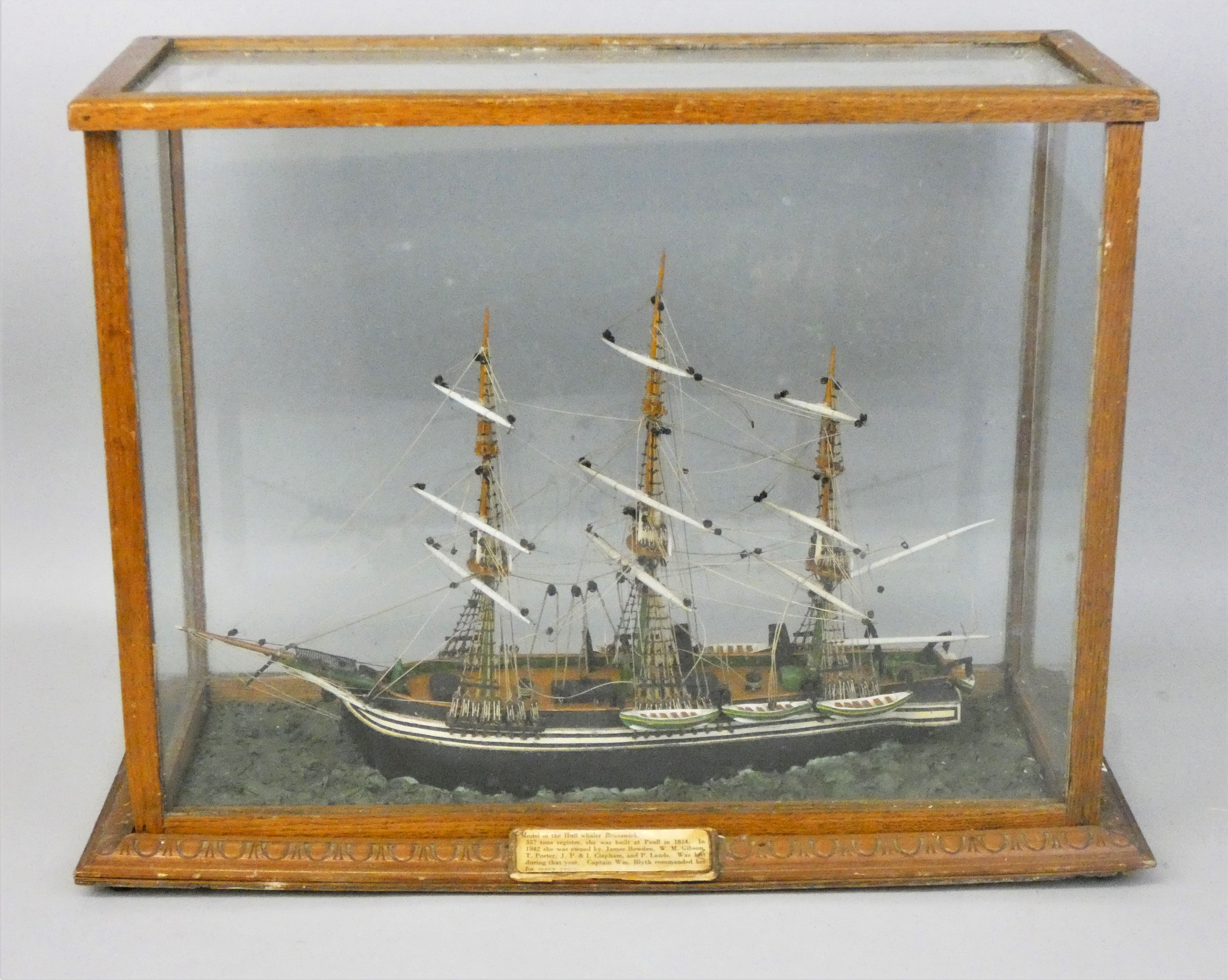 G. Pearson, Hull, a wooden scratch-built model of BRUNSWICK, a Hull whaler who led the Hull fleet to - Image 2 of 3