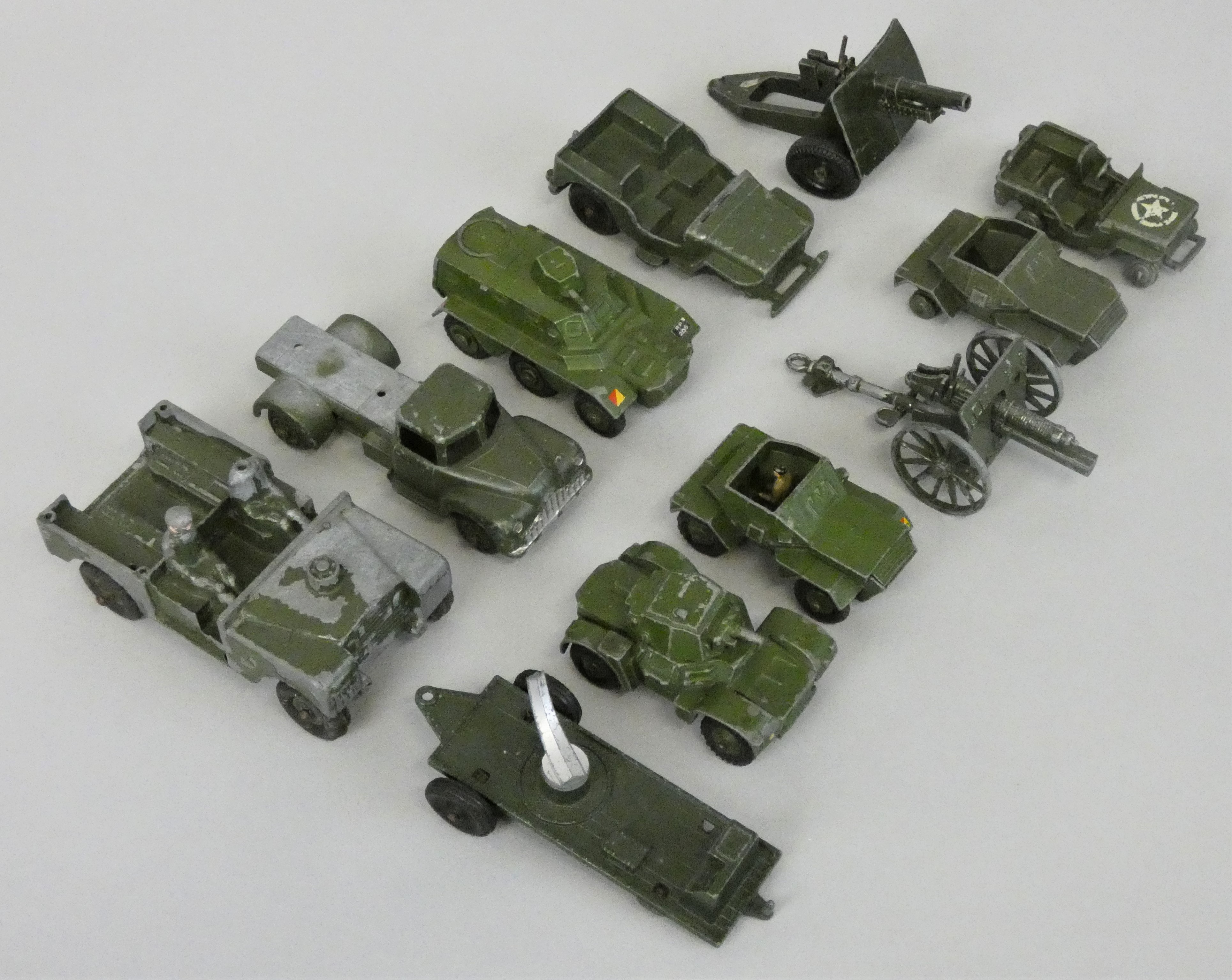 Thirteen army related die-cast vehicles, to include Dinky No. 670 Armoured Car, No. 673 Scout Car ( - Image 2 of 2