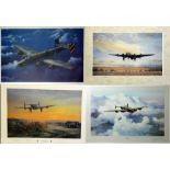 Four framed prints of Handley Page Halifax bombers including "Towards Victory" by E. A. Mills,